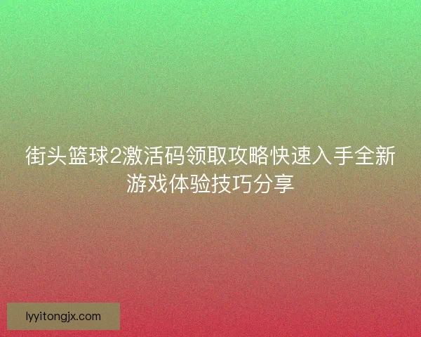 街头篮球2激活码领取攻略快速入手全新游戏体验技巧分享